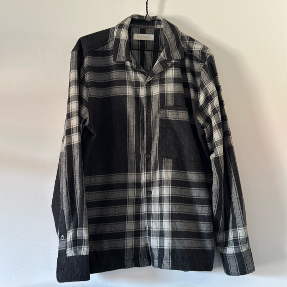 Standard Cloth button shirt plaid black shirt